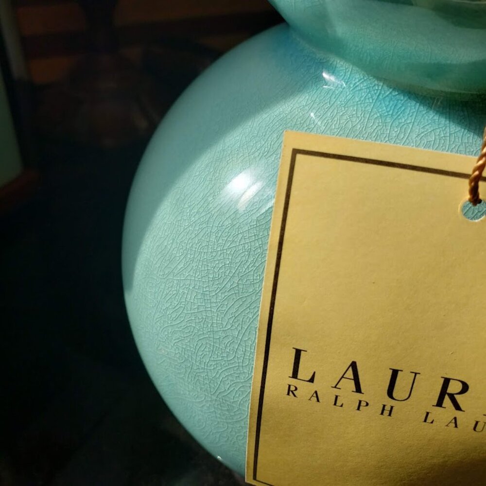 NWT Rare Aqua Color Ralph Lauren Petite Double Gourd Pair of Lamps - Picture 16 of 16